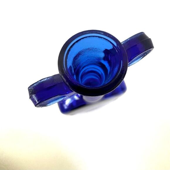 Vintage mid century cobalt blue glass violin vase #5 - Picture 8 of 13